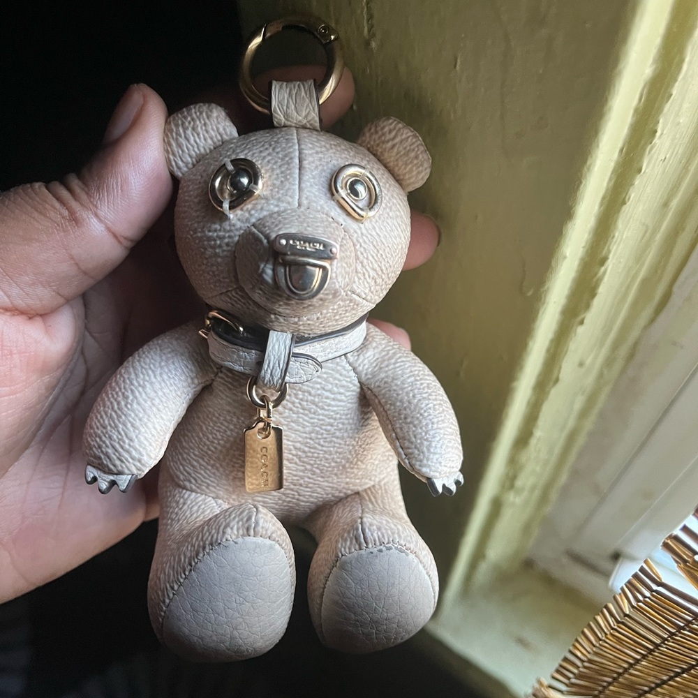 COACH Collectible Bear Bag Charm Signature Canvas Leather